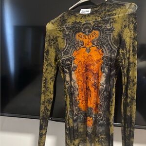 Jean Paul Gaultier Olive and Orange Artistic Long Sleeve